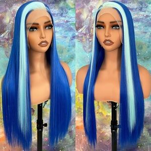 Blue lace front wig